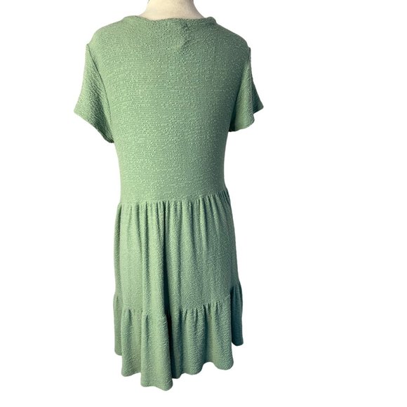 Rolla Coaster Baby Doll Dress Large Green Short Sleeve Round Neck Stretchy Layer - Picture 4 of 14